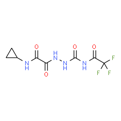 ChemSpider 2D Image | 2-[(Cyclopropylamino)(oxo)acetyl]-N-(trifluoroacetyl)hydrazinecarboxamide | C8H9F3N4O4