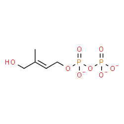 ChemSpider 2D Image | Diphosphoric acid, mono[(2E)-4-hydroxy-3-methyl-2-buten-1-yl] ester, ion(3-) | C5H9O8P2