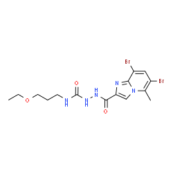 ChemSpider 2D Image | 2-[(6,8-Dibromo-5-methylimidazo[1,2-a]pyridin-2-yl)carbonyl]-N-(3-ethoxypropyl)hydrazinecarboxamide | C15H19Br2N5O3