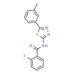 ChemSpider 2D Image | 2-Fluoro-N-[5-(3-methylphenyl)-1,3,4-thiadiazol-2-yl]benzamide | C16H12FN3OS