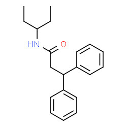 ChemSpider 2D Image | N-(3-Pentanyl)-3,3-diphenylpropanamide | C20H25NO