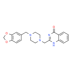 ChemSpider 2D Image | 2-{[4-(1,3-Benzodioxol-5-ylmethyl)-1-piperazinyl]methyl}-4(1H)-quinazolinone | C21H22N4O3