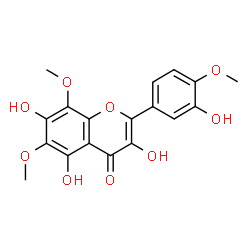 ChemSpider 2D Image | 3,5,7-Trihydroxy-2-(3-hydroxy-4-methoxyphenyl)-6,8-dimethoxy-4H-chromen-4-one | C18H16O9