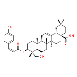 ChemSpider 2D Image | (3beta)-23-Hydroxy-3-{[(2Z)-3-(4-hydroxyphenyl)-2-propenoyl]oxy}olean-12-en-28-oic acid | C39H54O6