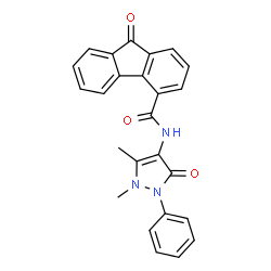 ChemSpider 2D Image | N-(1,5-Dimethyl-3-oxo-2-phenyl-2,3-dihydro-1H-pyrazol-4-yl)-9-oxo-9H-fluorene-4-carboxamide | C25H19N3O3