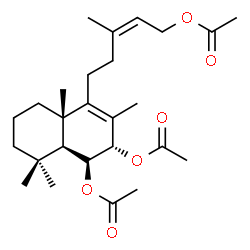 ChemSpider 2D Image | (1S,2S,4aS,8aS)-4-[(3Z)-5-Acetoxy-3-methyl-3-penten-1-yl]-3,4a,8,8-tetramethyl-1,2,4a,5,6,7,8,8a-octahydronaphthalene-1,2-diyl diacetate | C26H40O6