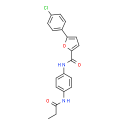 ChemSpider 2D Image | 5-(4-Chlorophenyl)-N-[4-(propionylamino)phenyl]-2-furamide | C20H17ClN2O3