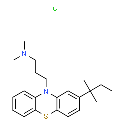 ChemSpider 2D Image | N,N-Dimethyl-3-[2-(2-methyl-2-butanyl)-10H-phenothiazin-10-yl]-1-propanamine hydrochloride (1:1) | C22H31ClN2S