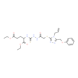 ChemSpider 2D Image | Diethyl N-{[2-({[4-allyl-5-(phenoxymethyl)-4H-1,2,4-triazol-3-yl]sulfanyl}acetyl)hydrazino]carbonothioyl}glutamate | C24H32N6O6S2