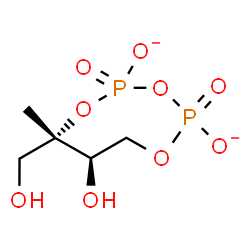 ChemSpider 2D Image | (6S,7R)-7-Hydroxy-6-(hydroxymethyl)-6-methyl-1,3,5,2,4-trioxadiphosphocane-2,4-diolate 2,4-dioxide | C5H10O9P2