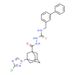ChemSpider 2D Image | N-(3-Biphenylylmethyl)-2-{[3-(3-chloro-1H-1,2,4-triazol-1-yl)adamantan-1-yl]carbonyl}hydrazinecarbothioamide | C27H29ClN6OS
