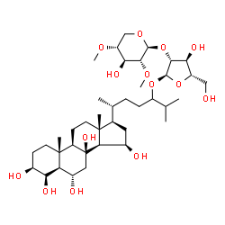 ChemSpider 2D Image | (3beta,4beta,5alpha,6alpha,15beta)-3,4,6,8,15-Pentahydroxycholestan-24-yl 2-O-(2,4-di-O-methyl-beta-D-xylopyranosyl)-alpha-L-arabinofuranoside | C39H68O14