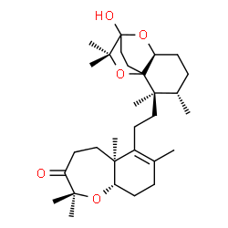 ChemSpider 2D Image | (5aS,9aS)-6-{2-[(2R,3S,6S)-8-Hydroxy-2,3,9,9-tetramethyl-7,10-dioxatricyclo[6.2.2.0~1,6~]dodec-2-yl]ethyl}-2,2,5a,7-tetramethyl-4,5,5a,8,9,9a-hexahydro-1-benzoxepin-3(2H)-one | C30H48O5