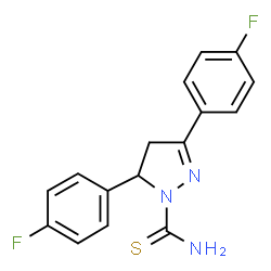 ChemSpider 2D Image | 3,5-Bis(4-fluorophenyl)-4,5-dihydro-1H-pyrazole-1-carbothioamide | C16H13F2N3S