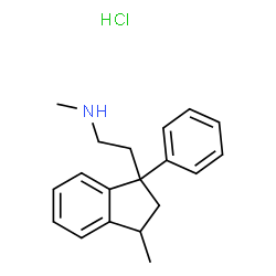 ChemSpider 2D Image | N-Methyl-2-(3-methyl-1-phenyl-2,3-dihydro-1H-inden-1-yl)ethanamine hydrochloride (1:1) | C19H24ClN
