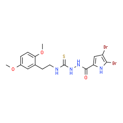 ChemSpider 2D Image | 2-[(4,5-Dibromo-1H-pyrrol-2-yl)carbonyl]-N-[2-(2,5-dimethoxyphenyl)ethyl]hydrazinecarbothioamide | C16H18Br2N4O3S