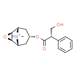 ChemSpider 2D Image | (1R,2R,4S,5S,7s,9R)-7-{[(2S)-3-Hydroxy-2-phenylpropanoyl]oxy}-9-methyl-3-oxa-9-azoniatricyclo[3.3.1.0~2,4~]nonane | C17H22NO4