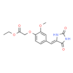 ChemSpider 2D Image | Ethyl {4-[(Z)-(2,5-dioxo-4-imidazolidinylidene)methyl]-2-methoxyphenoxy}acetate | C15H16N2O6