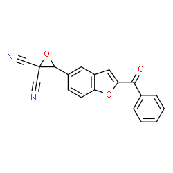 ChemSpider 2D Image | 3-(2-Benzoyl-1-benzofuran-5-yl)-2,2-oxiranedicarbonitrile | C19H10N2O3