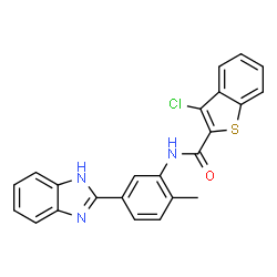 ChemSpider 2D Image | N-[5-(1H-Benzimidazol-2-yl)-2-methylphenyl]-3-chloro-1-benzothiophene-2-carboxamide | C23H16ClN3OS