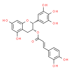 ChemSpider 2D Image | (2R,3R)-5,7-Dihydroxy-2-(3,4,5-trihydroxyphenyl)-3,4-dihydro-2H-chromen-3-yl (2E)-3-(3,4-dihydroxyphenyl)acrylate | C24H20O10