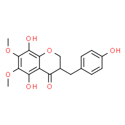 ChemSpider 2D Image | 5,8-Dihydroxy-3-(4-hydroxybenzyl)-6,7-dimethoxy-2,3-dihydro-4H-chromen-4-one | C18H18O7