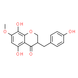ChemSpider 2D Image | 5,8-Dihydroxy-3-(4-hydroxybenzyl)-7-methoxy-2,3-dihydro-4H-chromen-4-one | C17H16O6