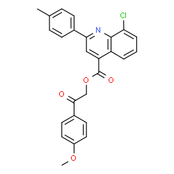 ChemSpider 2D Image | 2-(4-Methoxyphenyl)-2-oxoethyl 8-chloro-2-(4-methylphenyl)-4-quinolinecarboxylate | C26H20ClNO4
