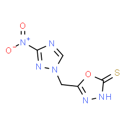ChemSpider 2D Image | 5-[(3-Nitro-1H-1,2,4-triazol-1-yl)methyl]-1,3,4-oxadiazole-2(3H)-thione | C5H4N6O3S