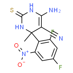 ChemSpider 2D Image | 6-Amino-4-(2,4-difluoro-6-nitrophenyl)-4-methyl-2-thioxo-1,2,3,4-tetrahydro-5-pyrimidinecarbonitrile | C12H9F2N5O2S