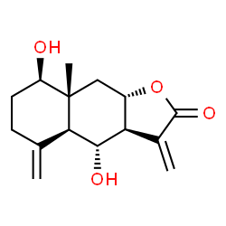 ChemSpider 2D Image | (3aS,4R,4aS,8R,8aR,9aS)-4,8-Dihydroxy-8a-methyl-3,5-bis(methylene)decahydronaphtho[2,3-b]furan-2(3H)-one | C15H20O4