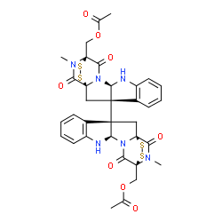 ChemSpider 2D Image | [(1S,1'S,3R,3'R,11R,11'R,14S,14'S)-18,18'-Dimethyl-13,13',17,17'-tetraoxo-3,3'-bi(15,16-dithia-10,12,18-triazapentacyclo[12.2.2.0~1,12~.0~3,11~.0~4,9~]octadecane)-4,4',6,6',8,8'-hexaene-14,14'-diyl]bi
s(methylene) diacetate | C34H32N6O8S4