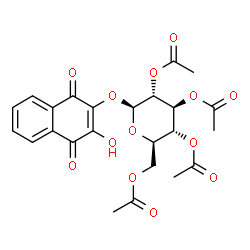 ChemSpider 2D Image | 3-Hydroxy-1,4-dioxo-1,4-dihydro-2-naphthalenyl 2,3,4,6-tetra-O-acetyl-beta-D-glucopyranoside | C24H24O13