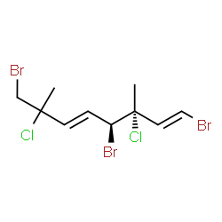 ChemSpider 2D Image | (1E,3R,4S,5E)-1,4,8-Tribromo-3,7-dichloro-3,7-dimethyl-1,5-octadiene | C10H13Br3Cl2