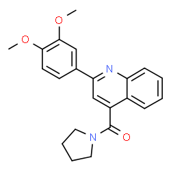 ChemSpider 2D Image | [2-(3,4-Dimethoxyphenyl)-4-quinolinyl](1-pyrrolidinyl)methanone | C22H22N2O3