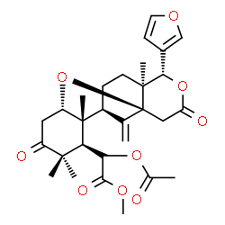 ChemSpider 2D Image | Methyl acetoxy[(1S,3S,7R,8R,9R,12S,13S)-13-(3-furyl)-6,6,8,12-tetramethyl-17-methylene-5,15-dioxo-2,14-dioxatetracyclo[7.7.1.0~1,12~.0~3,8~]heptadec-7-yl]acetate | C29H36O9