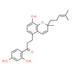 ChemSpider 2D Image | 1-(2,4-Dihydroxyphenyl)-3-[8-hydroxy-2-methyl-2-(4-methyl-3-penten-1-yl)-2H-chromen-5-yl]-1-propanone | C25H28O5