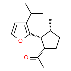 ChemSpider 2D Image | 1-[(1S,2R,3R)-2-(3-Isopropyl-2-furyl)-3-methylcyclopentyl]ethanone | C15H22O2