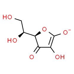 ChemSpider 2D Image | (5R)-5-[(1S)-1,2-Dihydroxyethyl]-3-hydroxy-4-oxo-4,5-dihydro-2-furanolate | C6H7O6