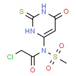 ChemSpider 2D Image | 2-Chloro-N-(methylsulfonyl)-N-(6-oxo-2-thioxo-1,2,3,6-tetrahydro-4-pyrimidinyl)acetamide | C7H8ClN3O4S2