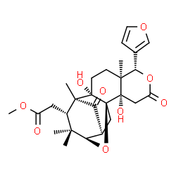 ChemSpider 2D Image | Methyl [(1S,2S,5S,6S,10S,11R,13S,14R,16S)-6-(3-furyl)-2,10-dihydroxy-1,5,15,15-tetramethyl-8,17-dioxo-7,18-dioxapentacyclo[11.3.1.1~11,14~.0~2,11~.0~5,10~]octadec-16-yl]acetate | C27H34O9