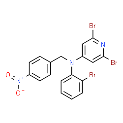 ChemSpider 2D Image | 2,6-Dibromo-N-(2-bromophenyl)-N-(4-nitrobenzyl)-4-pyridinamine | C18H12Br3N3O2