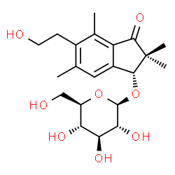 ChemSpider 2D Image | (1R)-5-(2-Hydroxyethyl)-2,2,4,6-tetramethyl-3-oxo-2,3-dihydro-1H-inden-1-yl beta-D-glucopyranoside | C21H30O8