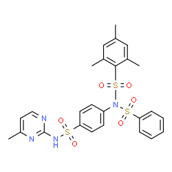 ChemSpider 2D Image | 2,4,6-Trimethyl-N-{4-[(4-methyl-2-pyrimidinyl)sulfamoyl]phenyl}-N-(phenylsulfonyl)benzenesulfonamide | C26H26N4O6S3