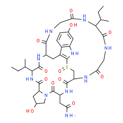 ChemSpider 2D Image | 2-[13,34-Di-sec-butyl-8,22-dihydroxy-27-oxido-2,5,11,14,30,33,36,39-octaoxo-27-thia-3,6,12,15,25,29,32,35,38-nonaazapentacyclo[14.12.11.0~6,10~.0~18,26~.0~19,24~]nonatriaconta-18(26),19,21,23-tetraen-
4-yl]acetamide | C39H54N10O12S