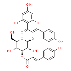 ChemSpider 2D Image | 5,7-Dihydroxy-2-(4-hydroxyphenyl)-4-oxo-4H-chromen-3-yl 3-O-[(2E)-3-(4-hydroxyphenyl)-2-propenoyl]-beta-D-glucopyranoside | C30H26O13