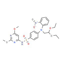 ChemSpider 2D Image | 4-[(2,2-Diethoxyethyl)(2-nitrophenyl)amino]-N-(2,6-dimethoxy-4-pyrimidinyl)benzenesulfonamide | C24H29N5O8S