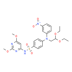 ChemSpider 2D Image | 4-[(2,2-Diethoxyethyl)(3-nitrophenyl)amino]-N-(2,6-dimethoxy-4-pyrimidinyl)benzenesulfonamide | C24H29N5O8S