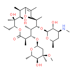 ChemSpider 2D Image | (2R,3R,4S,5R,8R,9S,10S,11R,12R)-5-Ethyl-3,4-dihydroxy-9-{[(2R,4R,5S,6S)-5-hydroxy-4-methoxy-4,6-dimethyltetrahydro-2H-pyran-2-yl]oxy}-11-{[(2S,3R,4S,6R)-3-hydroxy-6-methyl-4-(methylamino)tetrahydro-2H
-pyran-2-yl]oxy}-2,4,8,10,12,14-hexamethyl-6,15-dioxabicyclo[10.2.1]pentadec-1(14)-en-7-one | C36H63NO12