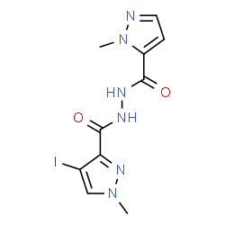ChemSpider 2D Image | 4-Iodo-1-methyl-N'-[(1-methyl-1H-pyrazol-5-yl)carbonyl]-1H-pyrazole-3-carbohydrazide | C10H11IN6O2